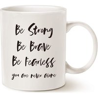 Tasse À Café Avec Citation Inspirante, Soyez Fort, Soyez Courageux, Soyez Intrépide, Vous N'êtes Jamais Seul, Tasse En Céramique Blanche, 11 Oz,