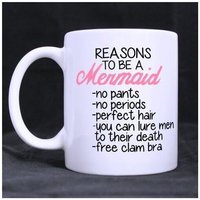 Tasse À Café En Céramique Blanche Avec Citations De Sirène Amusantes, Raisons D'être Une Sirène, Tailles 11oz