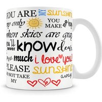 You Are My Sunshine Word Art Dictons Motif Citation Typographie Inspirante Cadeau D'anniversaire Humoristique Tasse En Céramique Unique. (Tasse