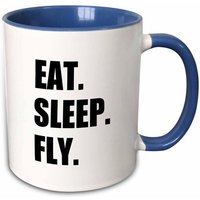 Betteraves Mug_180404_6 Eat Sleep Fly-Fun Cadeaux Pour Les Pilotes D'équipage Et Les Voyageurs Fréquents, Céramique, Bleu/Blanc