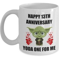 13e 13e Anniversaire De Mariage Cadeaux De La Saint-Valentin Pour Mari Femme Lui Ses Hommes Femmes Partenaire Amant Yoda One Pour Moi Tasse À Café
