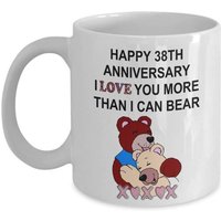 38e 38e Anniversaire De Mariage Pour Mari, Femme, Lui, Hommes, Femmes, Couples, Partenaire, Drôle, Pour La Saint-Valentin, Tasse À Café Personnalisée