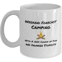 Prévisions Du Week-End Camping Avec 100 % De Chances De S'amuser Et De Stupidité Ivre Tasses À Café Et Mugs Drôles