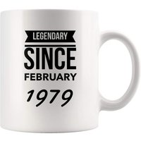 Tasse À Café 40e Anniversaire Pour Femmes Et Hommes, Légendaire Depuis Février 1979, Tasse En Céramique Blanche De 11oz