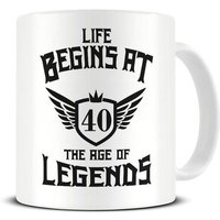 La Vie Commence À 40 Ans-L?Âge Des Légendes-40e Anniversaire-Tasse À Café En Céramique-Tasse À Thé-Idée De Tasse