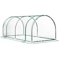 Serre De Jardin Tunnel Serre ? Tomates Dim. 2l X 1l X 0,8h M 2 Portes Zipp?Es B?Che Pvc Transparent Acier ?Poxy Vert