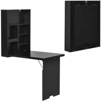 Bureau Mural Pliable Étagère + Tableau Craie Intégré Noir