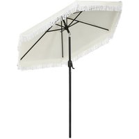 Parasol Inclinable De Jardin Ø 225 Cm Style Bohème À Franges Crème