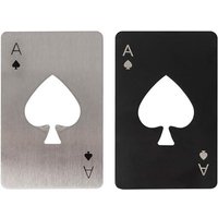 Lot De 2 Décapsuleurs De Poker (Noir Et Argent), Décapsuleur En Acier Inoxydable, Cadeau Papa Taille Sac À Main
