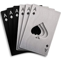 Lot De 6 Ouvre-Bouteilles De Cartes À Jouer (3 Noirs Et 3 Argentés), Ouvre-Bouteille En Acier Inoxydable, Cadeau Papa Taille Fourre-Tout