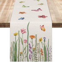 Chemin De Table Décoratif D'été 33 X 180cm (Feuilles Florales), Chemin De Table En Toile De Jute, Pour Mariage Été Autumn Festif Outdoor Party
