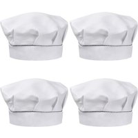 (Blanc) Lot De 4 Chapeaux De Chef Pour Enfants De 3 À 13 Ans, Chapeau De Cuisine Réglable Pour Garçons Et Filles, Bonnet De Chef En Poly Coton