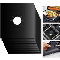 Jeu De 8 Couvercles Réutilisables Antiadhésifs Et Résistants À La Chaleur Pour Plaques De Cuisson Au Gaz Noir 27*27 Cm