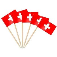 (100 Pièces) Suisse - Cure-Dents Drapeau Décoration De Gâteau, Bâton De Cocktail Drapeau Pour La Décoration De Sandwichs Et De Cupcakes, Articles De