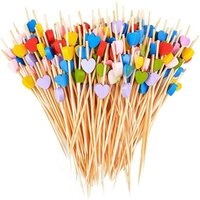 Love Model - 100 Pièces Bâtons De Cocktail, 12cm C¿Urs En Bambou Jetables, Cure-Dents En Bois Fournitures De Fête Pour La Pâtisserie, Pour Décorer