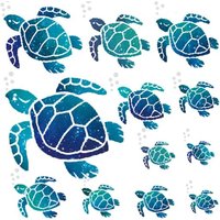 12 Pcs Bleu Tortue De Mer Stickers Muraux Décoratifs Stickers Muraux Diy Enfants Chambre Bureau À Domicile Salon Mur Salle De Bains Stickers Muraux