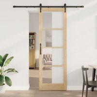 Porte coulissante vidaXL avec kit de quincaillerie 78x232 cm Bois massif Pin, Porte intérieure vidaXL avec verre 'ORKDAL'78x232x4 cm Bois massif Pin