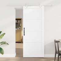 Porte Coulissante vidaXL avec Ensemble de Quincaillerie Blanche 83x202 cm Bois de Pin Massif, Porte Intérieure 'ORKDAL'Blanche 83x202x4 cm Bois de