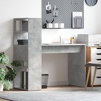 Vidaxl Bureau Avec Rangement Gris Béton 113x54x120 Cm En Bois