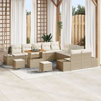 Ensemble De Canapés De Jardin De 13 Pièces Avec Coussins Beige, Canapé 2 Places Avec Rangement Et Coussins Beige, Ensemble De Salle À Manger De