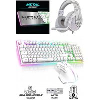 CASQUE GAMER BLANC Switch PC PS4 PS5 + CLAVIER semi mécanique sans fil Blanc RGB PRO + Souris sans fil RGB