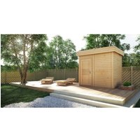 Cabine de sauna extérieur PRYMULA 4 places 253,8x203,8 x H.259 cm-naturel-naturel--