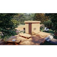 Cabine de sauna vitrée extérieur PRYMULA 4 places 253,8x203,8 x H.259 cm-naturel-naturel--