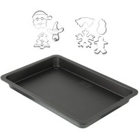 Zenker 9940250 Plaque De Cuisson Rectangulaire Et 7 Emporte-Pièces De Noël, Plaque Four Et Emporte Pieces Inox, Plaque Patisserie Pour Biscuits,