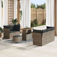 Ensemble De Canapé De Jardin Avec Coussins 8 Pièces Vidaxl Gris Poly Rattan Acacia, Ensemble De Salle À Manger De Jardin 3 Pièces Avec Coussins
