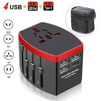 Adaptateur Voyage Universel International Prise Universelle Avec 4 Usb 4 En 1 Chargeur Usb Pour Usa Uk Australie Japon Italie Chine Prise Monde
