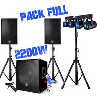 Pack sono 2200W - Enceintes/Caisson/Pieds - USB/BLUETOOTH - BMS-1512, Portique Lumière, Mariage+ Clé USB 32G