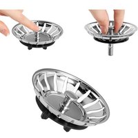 2 En 1 Panier Pour Bonde D'Évier De Cuisine, 80 Mm Bouchon Evier Cuisine, Compatible Avec Ikea Atlant Domsjö Pour Évier, Avec Joint En Caoutchouc