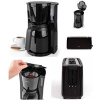 Cafetière Machine À Café Electrique Isotherme Noire 1.5l 900w + Grille-Pain Noir Longue Fente 900w 7 Positions Ejection Automatique
