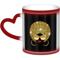 Tasse A Changement De Couleur, Jolie Tasse A Cafe En Ceramique A Pois Pour Femmes Africaines, Cadeau De Personnalite Pour Femmes Et Hommes, 11 Oz