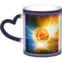 Tasse A Changement De Couleur, Tasse A Cafe En Ceramique, Ballon De Basket-Ball, Tasse De Personnalite Pour Femmes Et Hommes, Cadeau 11 Oz