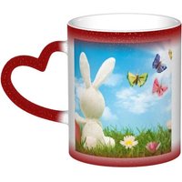 Tasse A Couleur Changeante Lapin De Paques Avec ?Ufs Et Papillon De Printemps, Tasse A Cafe En Ceramique, Tasse De Personnalite Pour Femmes Et
