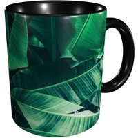 Tasses A Cafe En Ceramique Exotiques De Palmier Vert Tropical, Cadeaux De Tasse A The De Nouveaute De 11oz Pour Le Bureau Et La Cuisine A Domicile