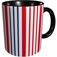 Tasses A Cafe En Ceramique A Rayures Bleues Et Rouges Nautiques, Tasse A The Fantaisie De 11oz, Cadeaux Pour Le Bureau Et La Cuisine A Domicile
