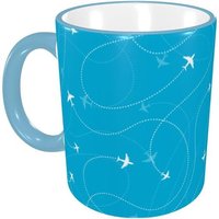 Tasses A Cafe En Ceramique, Paquet Cadeau De Conception De Destination D'avion Bleu 11oz
