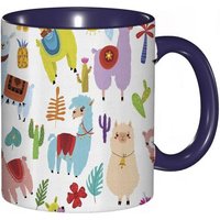 Tasse A Cafe Motif Animal De Salle De Jeux Avec Impression De Conception De Cactus Et De Feuilles De Lama Alpaga Tasse De Tasse Coloree Pour Le Cafe