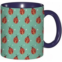 Tasse A Cafe Coccinelles Avec Petits Motifs D'etoiles Motif Nature Printaniere Sur Fond Bleu Imprime Tasse Coloree Pour Le Bureau La Maison Le The Le