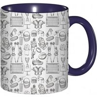 Tasse A Cafe Tasse De Football Balle Pom-Pom Girl Joueur Baskets Equipement De Sport Modele De Croquis.Tasse Imprimee Et Coloree Pour Le Bureau La