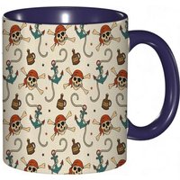 Tasse A Cafe Piratesancre De L'ocean Nautique Rudder Elements De Theme De Piratage De Voyage En Mer Aventureux.Impression Blanche Tasse Coloree Pour