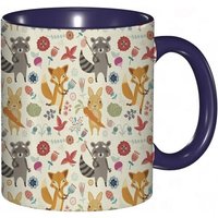 Tasse A Cafe Foret Groupe D'animaux Salle De Jeux Renard Raton Laveur Botanique Floraison Lapin Reveur.Imprime Gris Souci Tasse Coloree Pour Bureau