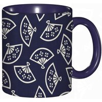 Tasse A Cafe Motif D'eventail A Main Geometrique Inspirations De La Culture Orientale Motif Oriental Motif Kimono.Imprime Creme Bleu Tasse De Tasse