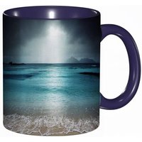 Tasse A Cafe Ciel De Tempete Tropicale Sur La Plage De L'?Le De La Dugue Scene Dramatique Des Seychelles Imprime Bleu Petrole Tasse Coloree Pour Le