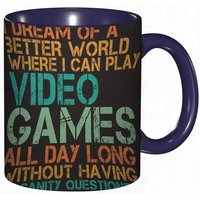 Tasse A Cafe Jeux Video Citation Drole Je Reve D'un Monde Meilleur O¿¿ Je Peux Jouer Des Mots Imprimes Tasse Coloree Pour Le Bureau La Maison Le The