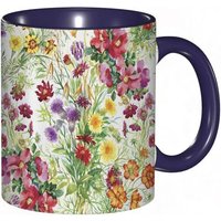 Tasse A Cafe Art Aquarelle Pivoines Et Fleurs Sauvages Inspirations Botaniques Vintage.Impression Rose Violet Tasse Coloree Pour Le Bureau La Maison
