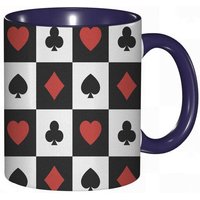 Tasse A Cafe Poker De Costumes De Cartes De Poker En Damier S Spades Coeurs Et Clubsatin.Ruby Black Print Tasse Coloree Pour Le Bureau La Maison Le