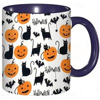 Tasse A Cafe Halloween Chats Noirs Flous Et Citrouille Jack O Lantern Sur Imprime Velours Tasse Coloree Pour Le Bureau La Maison Le The Et Le Cafe